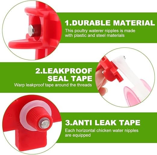 automatic horizontal poultry drinker – easy install, leak proof chicken water nipples | poultry farm drinker for hens, birds & quails (12 pack) automatic horizontal poultry drinker – easy install, leak proof chicken water nipples | poultry farm drinker for hens, birds & quails (12 pack)